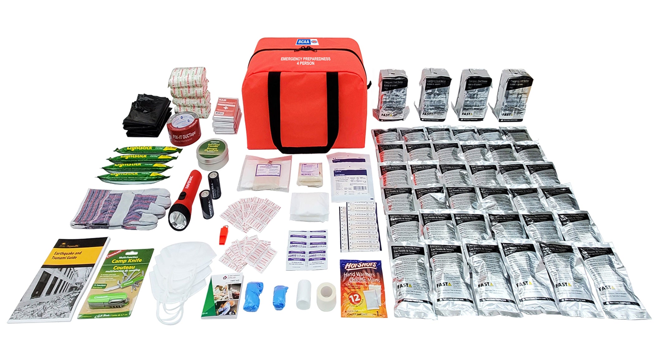 BCAA GrabandGo 4 Person Emergency Preparedness Kit Including First A