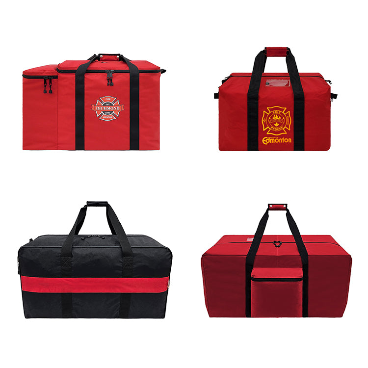 FIRE DEPARTMENT GEAR BAGS COLLECTION: Richmond Fire & Rescue (BAGS3313), Cordura Gear Bag (BAGS2120), Turnout Gear Bag (BAGS1087), Fire Rescue Gear Bag ( BAGS1086.1) Manufactured in Canada by www.fastlimited.com