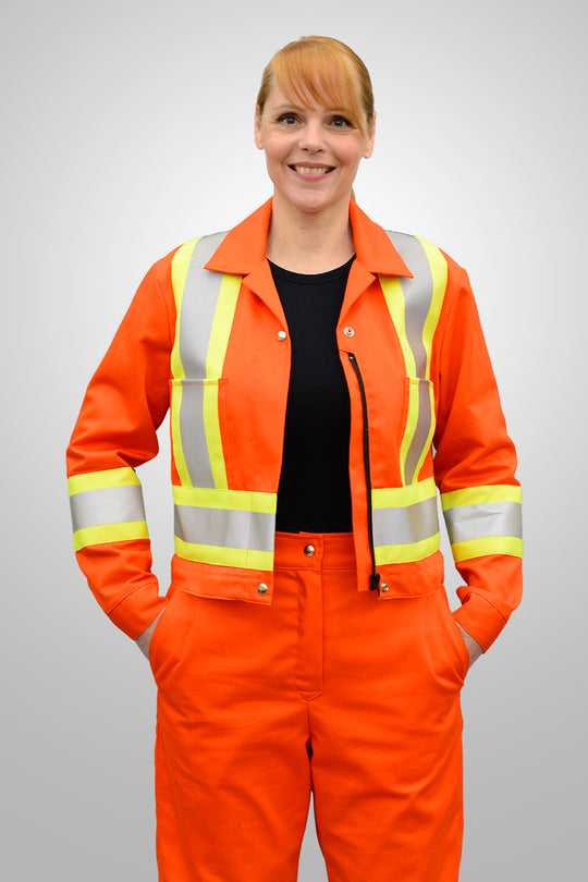 High-Visibility Bomber Jacket Zip Waist – Women Petite (WJ420P)
