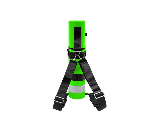 Outside Dimensions: 22"L x 5" W. Designed for a D Oxygen Cylinder (not included). Weight: 2.05 lbs. Outer Fabric: Heavy-duty PVC-Vinyl 18 oz. Lining: 210 Denier Nylon with polyurethane. Features: Reflective trim, coated webbing, heavy-duty metal hardware, YKK zipper, cylindrical main compartment with foam and drawstring closure, padded outer regulator hood with Velcro, removable pouch, two carry handles, adjustable shoulder straps, and an enclosed PVC-Vinyl bottom.