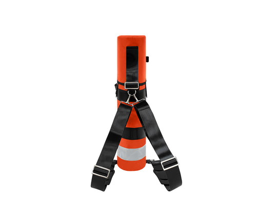 Outside Dimensions: 22"L x 5" W. Designed for a D Oxygen Cylinder (not included). Weight: 2.05 lbs. Outer Fabric: Heavy-duty PVC-Vinyl 18 oz. Lining: 210 Denier Nylon with polyurethane. Features: Reflective trim, coated webbing, heavy-duty metal hardware, YKK zipper, cylindrical main compartment with foam and drawstring closure, padded outer regulator hood with Velcro, removable pouch, two carry handles, adjustable shoulder straps, and an enclosed PVC-Vinyl bottom.