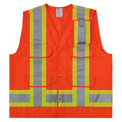 Vest1270-2-Surveyor-Style-Traffic-Vest-W-Pockets-CSA-Z96-22-Class-2-Level-2-Orange-Front by fastlimited.com