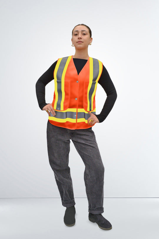 High Visibility Vest Surveyor Style w Harness Opening – Women (WV153)