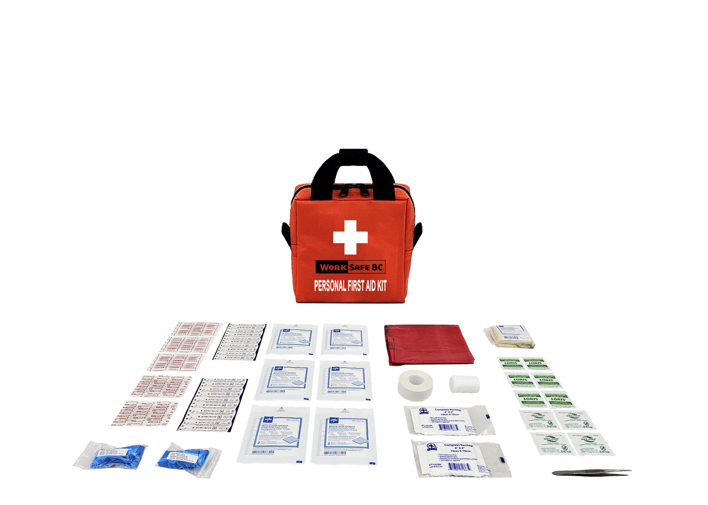 WorkSafeBC Personal First Aid Kit Orange Bag with contents CSA Standard Z1220 by fastlimited.com