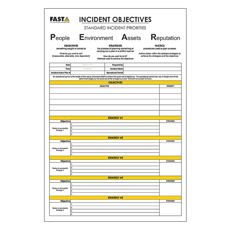 Incident Objectives Dry-Erase Chart (SIGN5040)