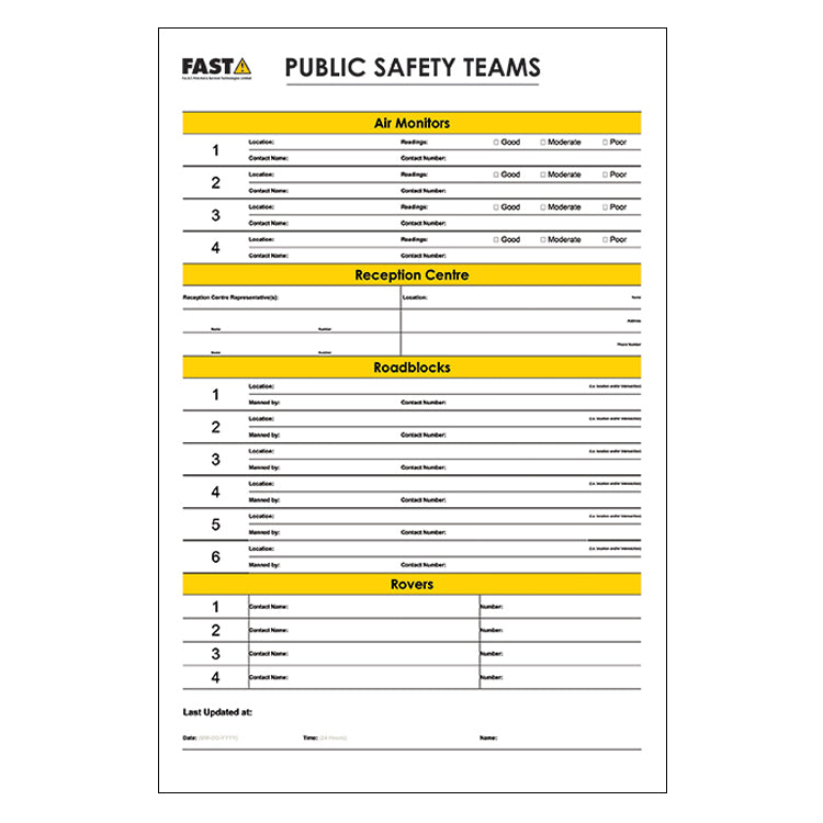 Public Safety Teams Dry-Erase Chart (SIGN5050)