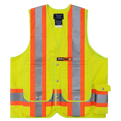 VEST6050.3FR - Flame Resistant (FR) Deluxe Surveyor Safety Vest, CSA Z96-22 Class 2 Level 2, WorkSafeBC Type 1